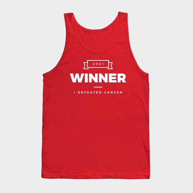Winner 2021 – I defeated cancer (White design) Tank Top by Optimix